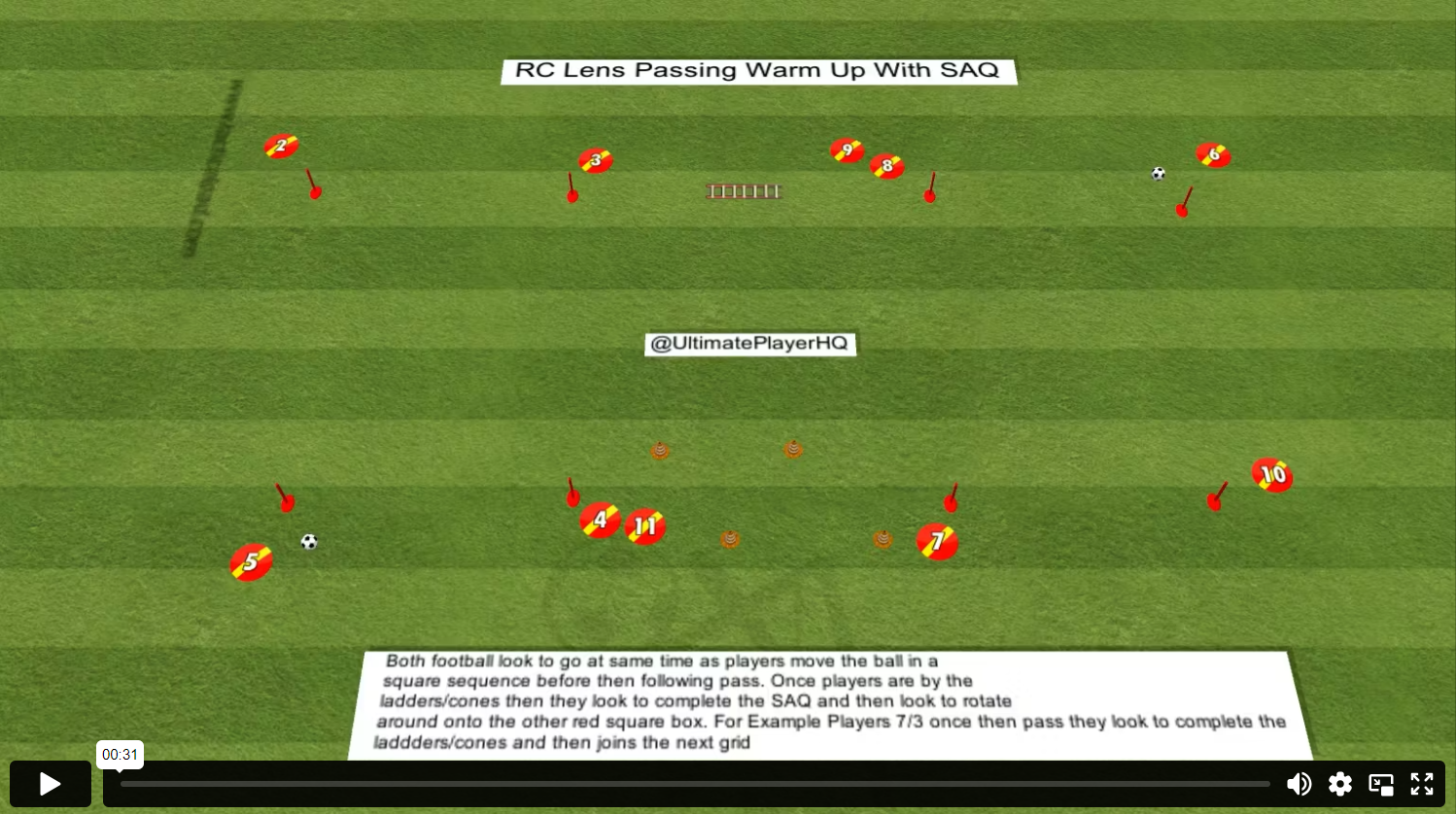 RC Lens Passing Warm Up With SAQ